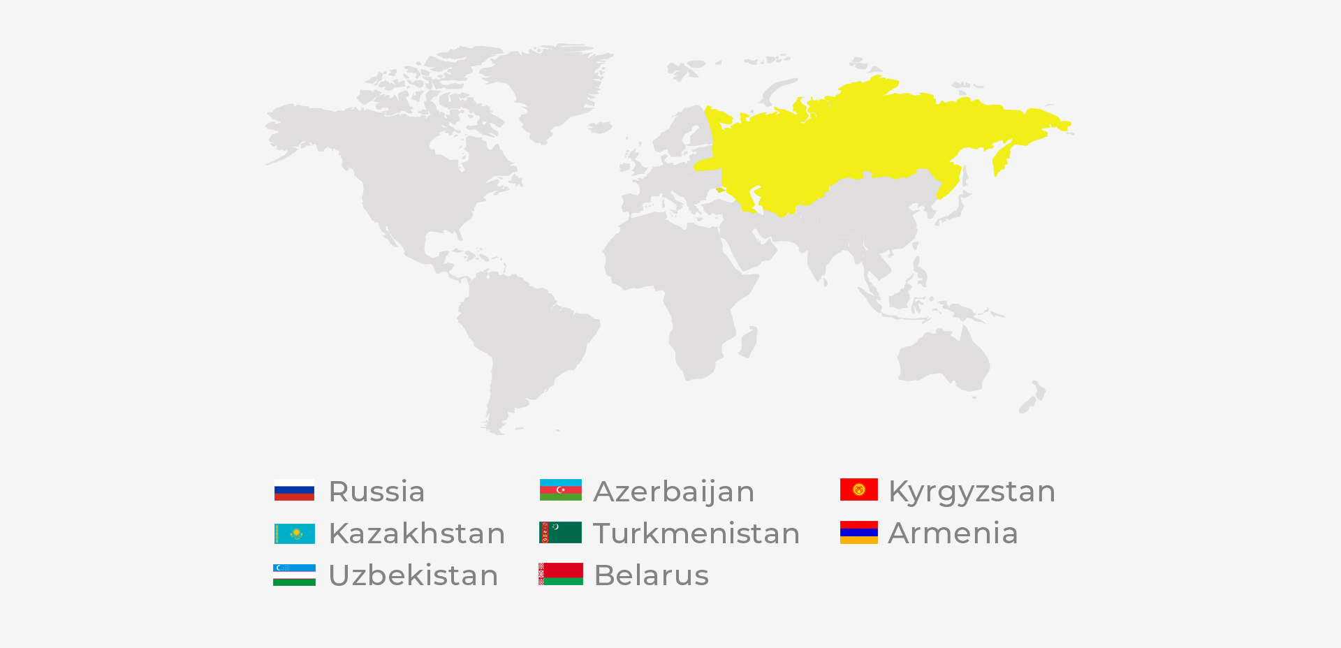 Map of the North Eurasia League and participating countries