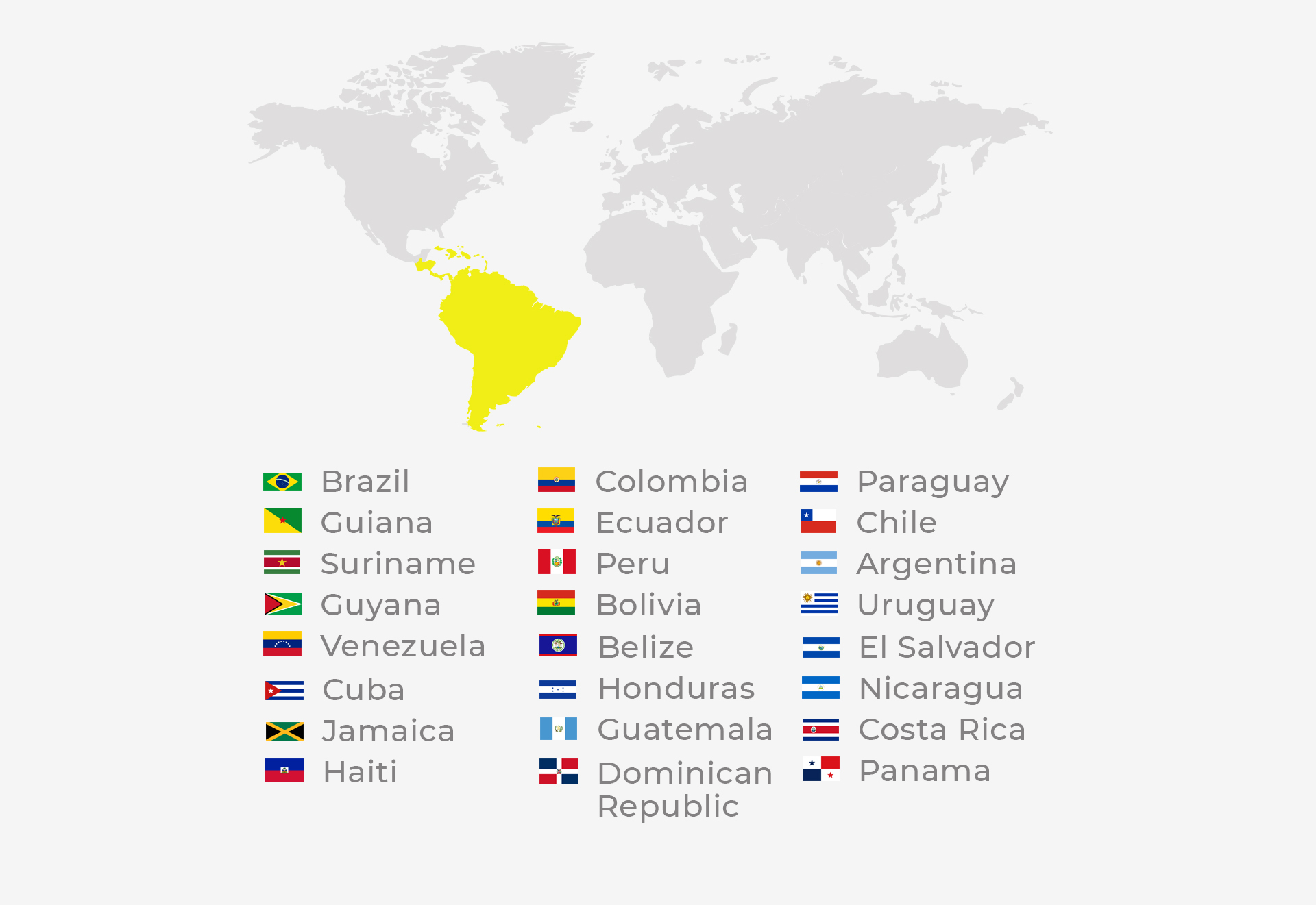 Map of the South America League and participating countries